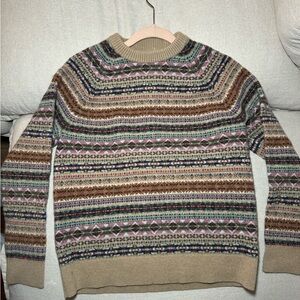 JCrew Fair Isle sweater in lambswool and merino wool blend crewneck